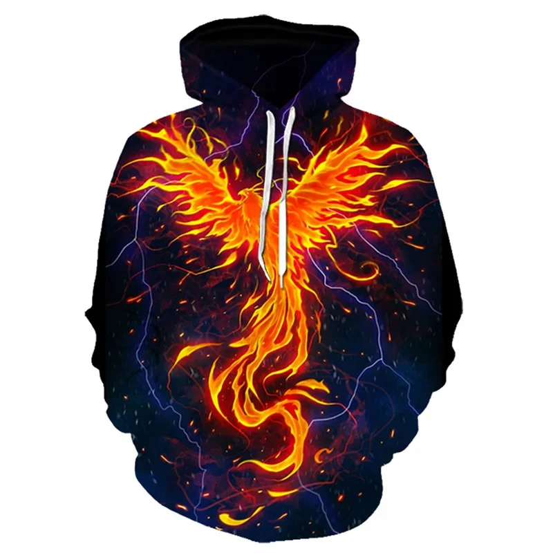 New Hot Men Women New Red 3D Printed Fiery Dragon Hoodies with Hat Sweatshirt Pullover Polyester Hooded Jacket Oversized Tops