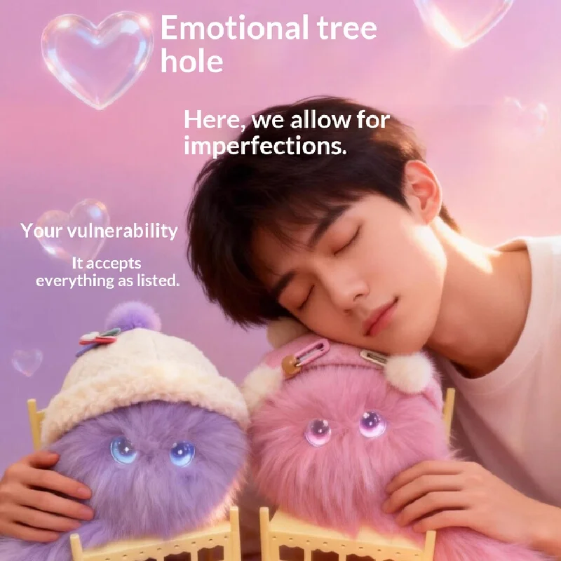 AIナオトウ AIシャギーキャットぬいぐるみ ハグ＆AIコンパニオンロボットぬいぐるみ カワイイ パープルピンク バッグペンダント 子供向けギフト 男の子 女の子