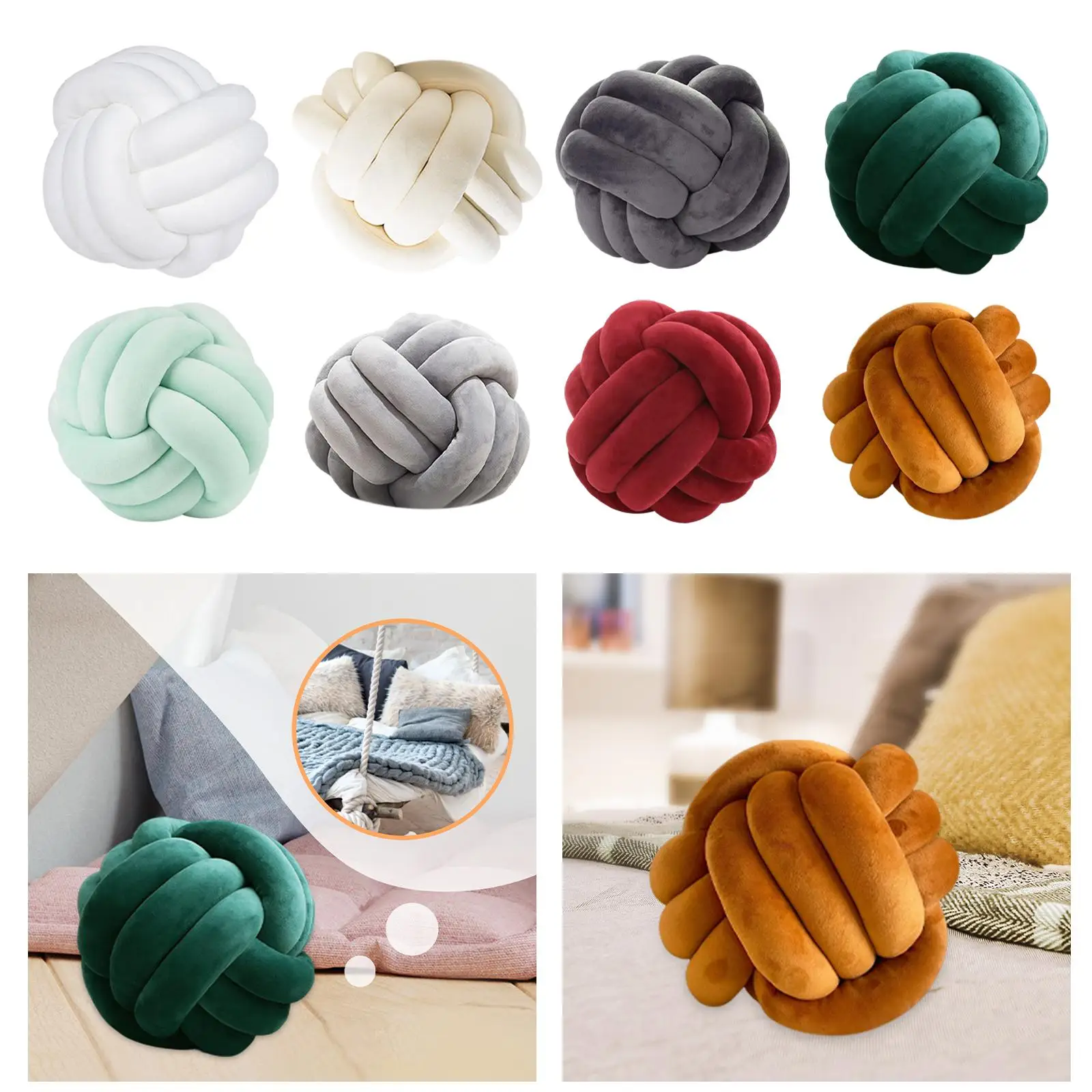 Soft Knot Ball Pillow Photography Props Cushion Soft Knot Ball Pillows for 8.66Inches