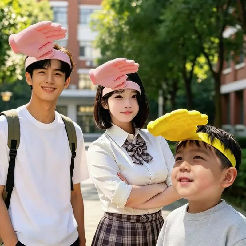 Hot New Portable humorous Funny Giant Hand Palm Sun Hat Creative UV Protection Cap Adjustable Headband cute child gift toy