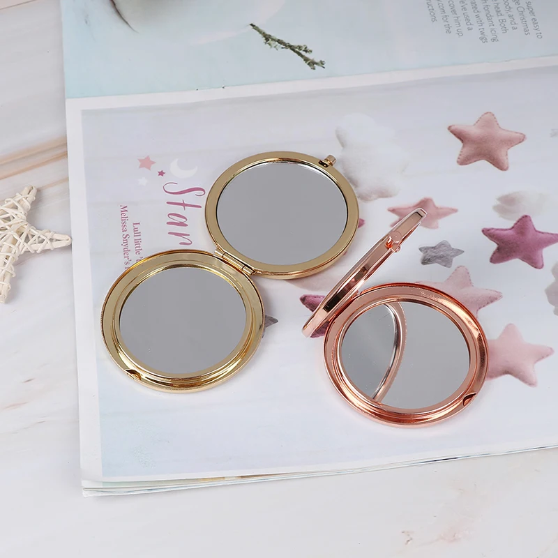 TSHOU723  Make Up Vintage Flower Print Mini Cosmetic Mirror Portable Round Folded Compact Pocket Mirror Makeup