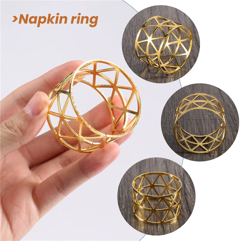 

B03C-8 Pcs Of Round Mesh Napkin Ring Holder, Table Set Suitable For Casual Or Formal Occasions And Wedding Parties