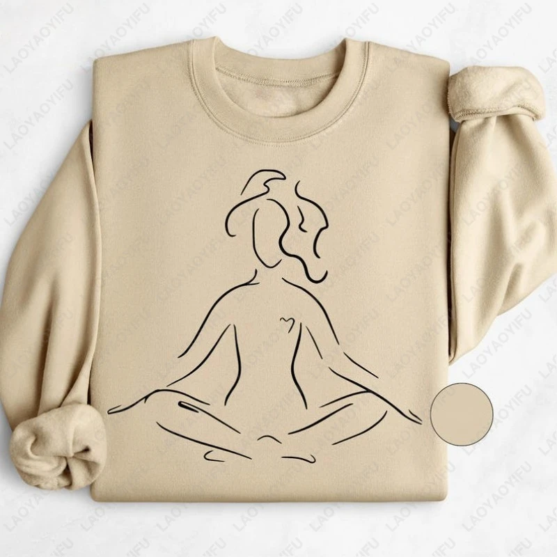 เสื้อโยคะแบบสวมหัว ลาย Namaste สำหรับผู้หญิง เสื้อคอกลมสไตล์เรโทร ตลก ของขวัญสำหรับครูสอนโยคะ เสื้อฮู้ดดี้ Good Vibes สำหรับคนรักโยคะ แฟชั่นแขนยาว
