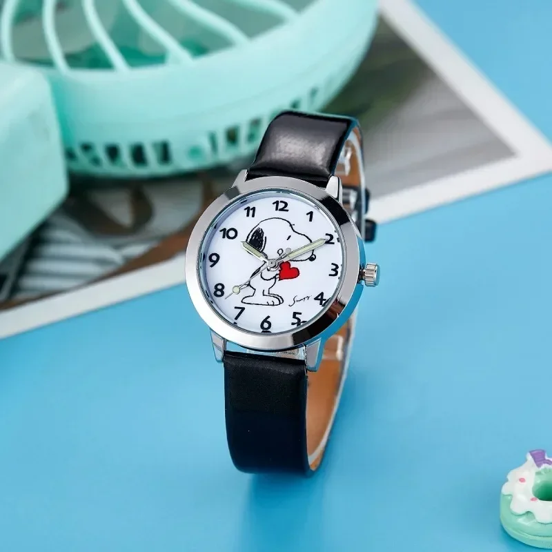 Snoopy Women\'s Watch Cartoon Quartz Casual Wristwatches Leather Clock for Children Teenager Boy Girl Student Gifts Toys for Kids