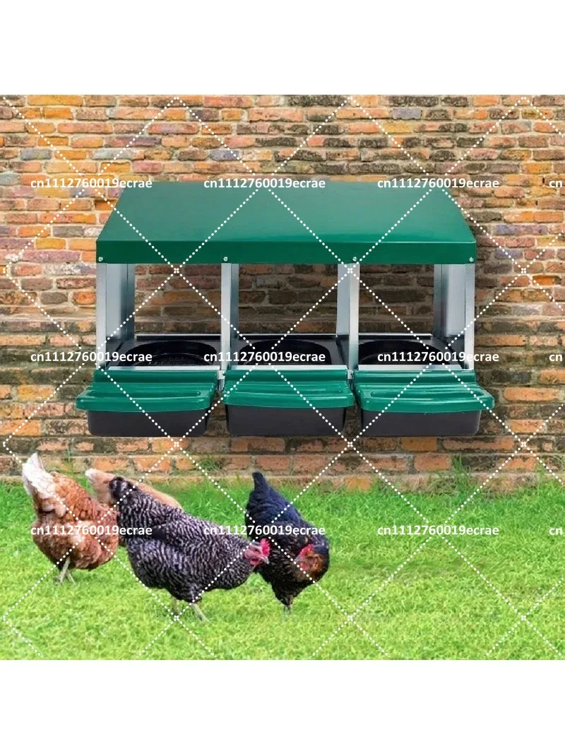 Metal Roll Out Three Compartments Chicken Nest Box with Perch Cover