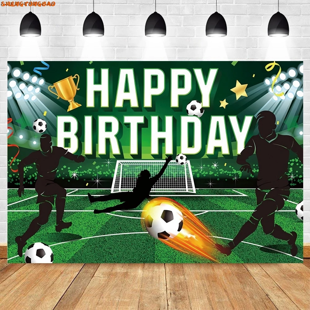 Football Backdrop Soccer Stadium Grassland Trophy Boys Birthday Party Customize Photography Background Decor Banner Photo Studio