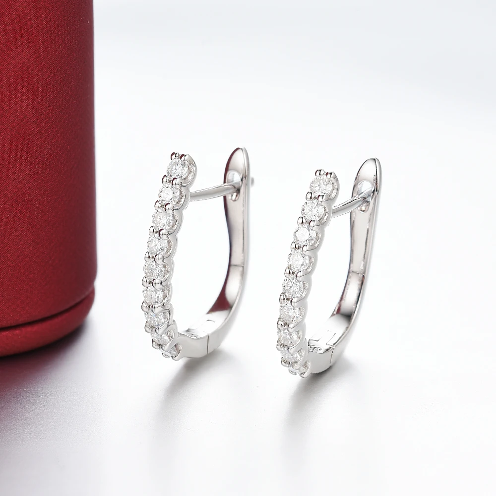 

D Color Moissanite Earrings 925 Sterling Silver Ear Buckle Sparking Round Hoop Wedding Jewelry Gift Original for Women