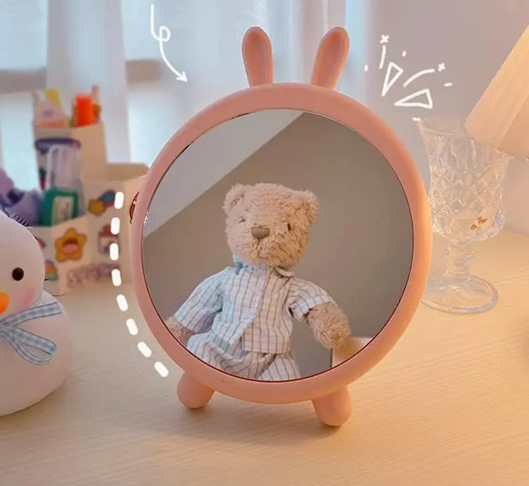 Girls Desktop Makeup Mirror, Rabbit Mirror, Large Mirror in Student