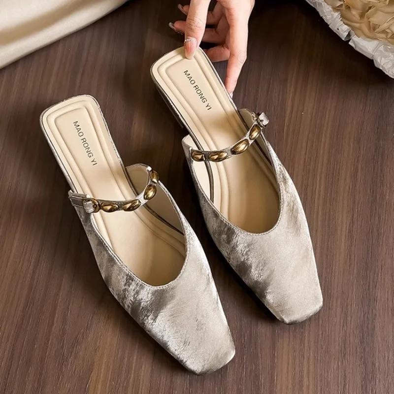 

New Womens Shoes Exquisite Soft Leather Low Heel Sandals for Woman Elegant French Casual Shoes Designer Shoes Sandalias De Mujer