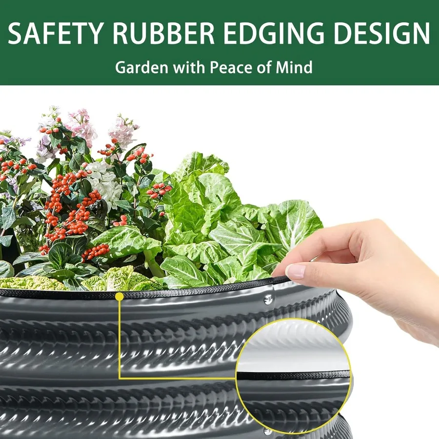 2 قطعة 2x2X1 قدم جولة المجلفن أثار طقم سرير الحديقة رمادي في الهواء الطلق زارع حديقة السرير صندوق معدني أثار للخضروات الفواكه Fl