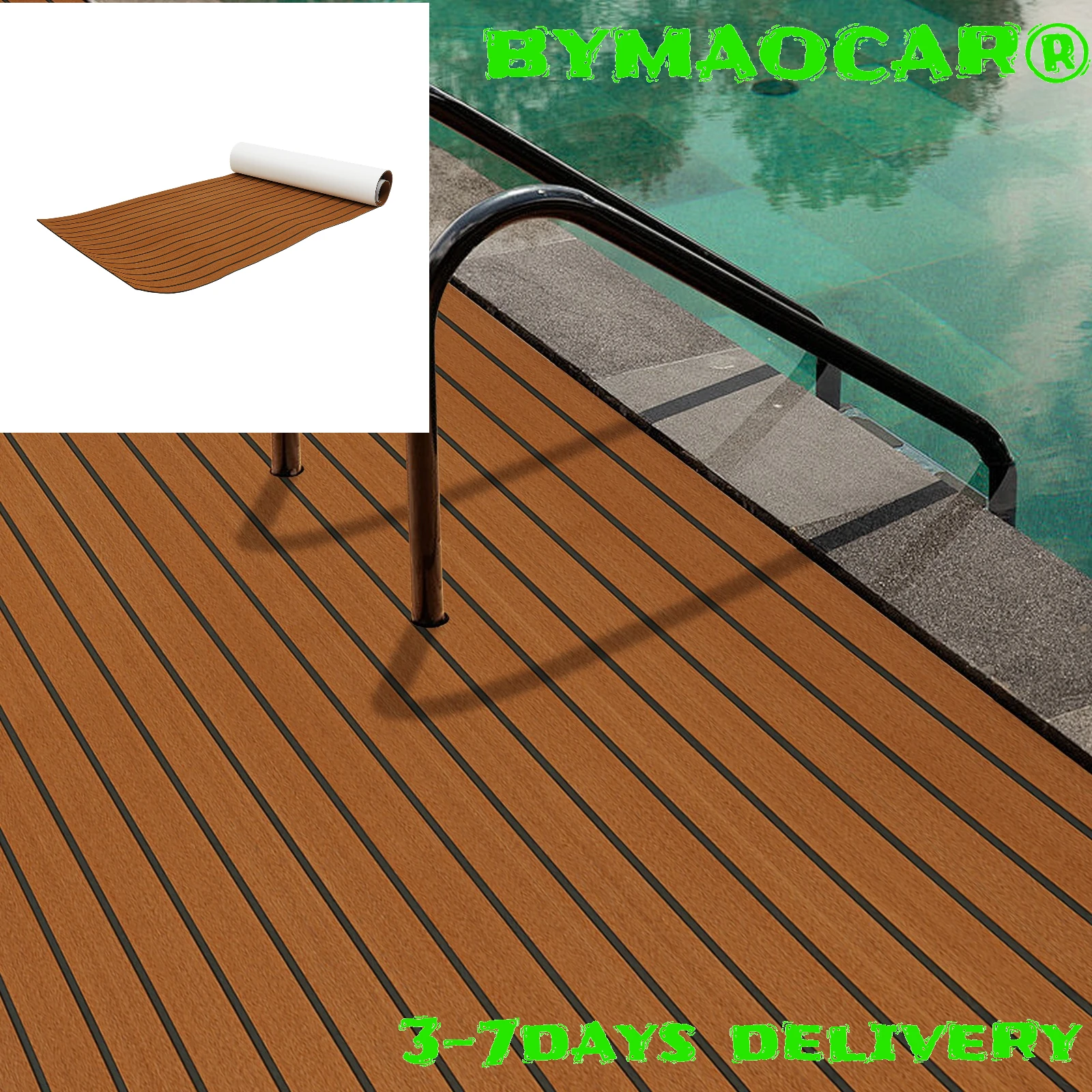 

EVA Foam Marine Flooring Mat, Anti-Slip Deck 240x90x0.6cm Durable Tear-Resistant Waterproof Pad for RV Camper Van Boat Yacht