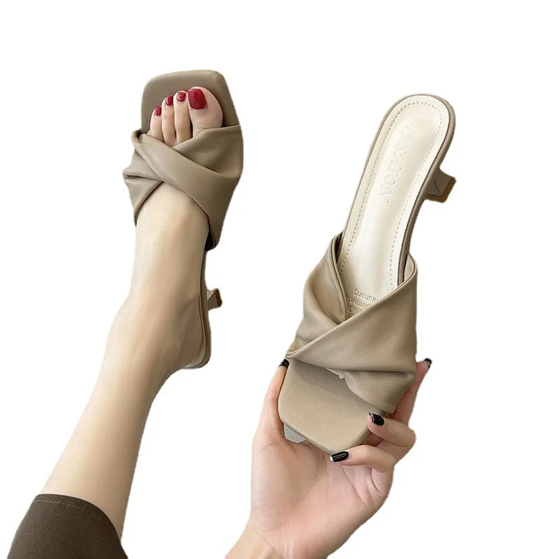صنادل نسائية بكعب فرنسي كعب بسيط كعب كتلة Slingback النمط الباريسي مفتوح من الأمام أحذية مريحة للاستخدام اليومي/التاريخ