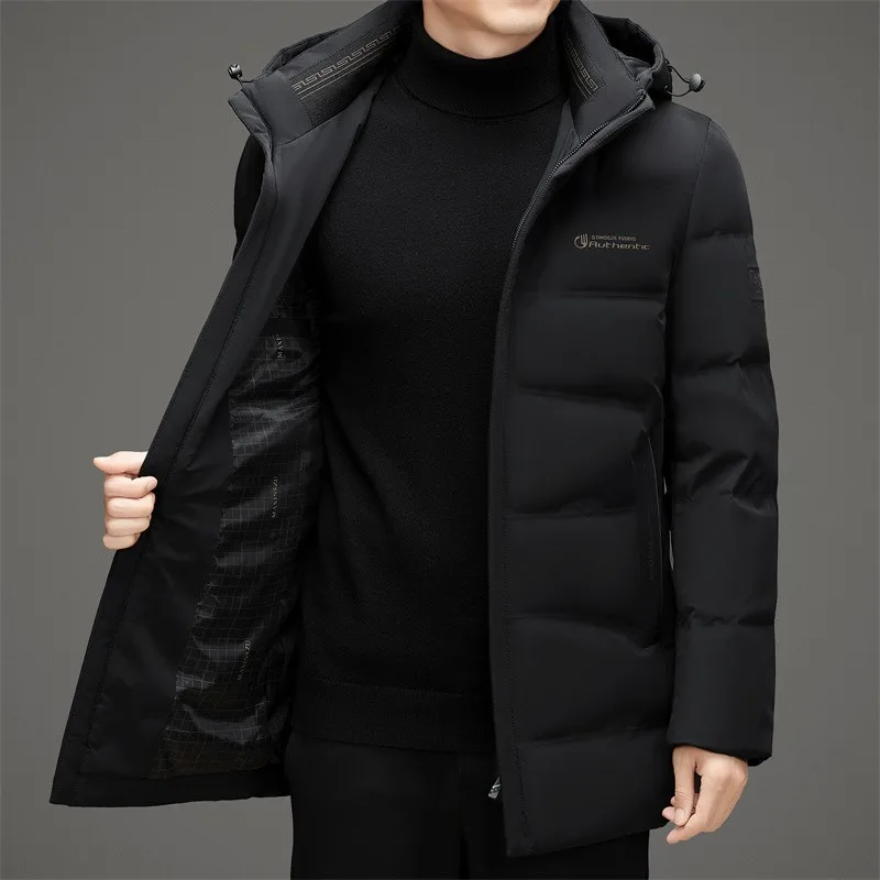 Mid-length Down Jacket 90% White Duck Down Men's Lightweight Padding Male Winter Brand Jackets Cold Clothes Mens Coat