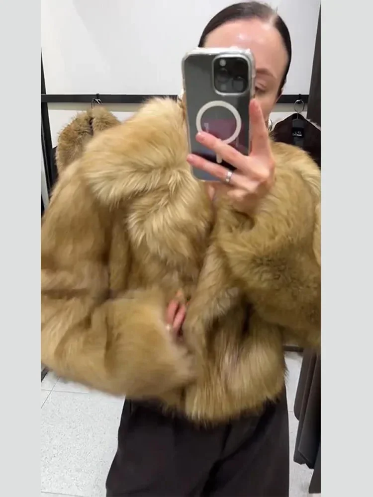 2025 Autunno Inverno Della Signora Della Tuta Sportiva Streetwear Cappotto di Pelliccia delle Donne Dell'annata Solido Grande Gira-Imbottiture Collare Manica Lunga Giacca di Pelliccia Sintetica