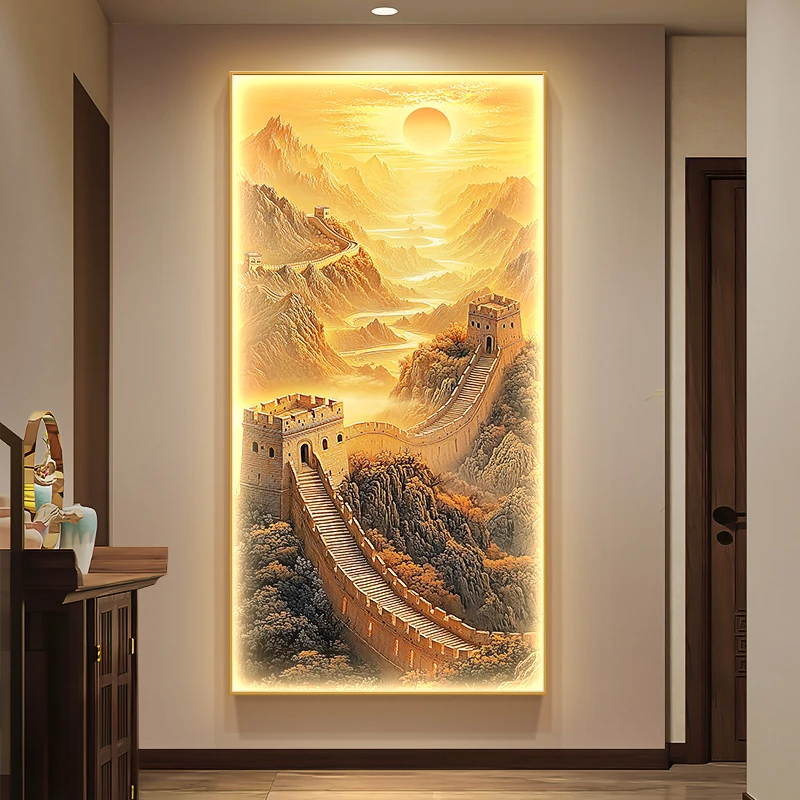 La Gran Muralla de China; una nueva pintura de una puerta de estilo chino; una pintura del sol subiendo en el este para colgar en el pasillo