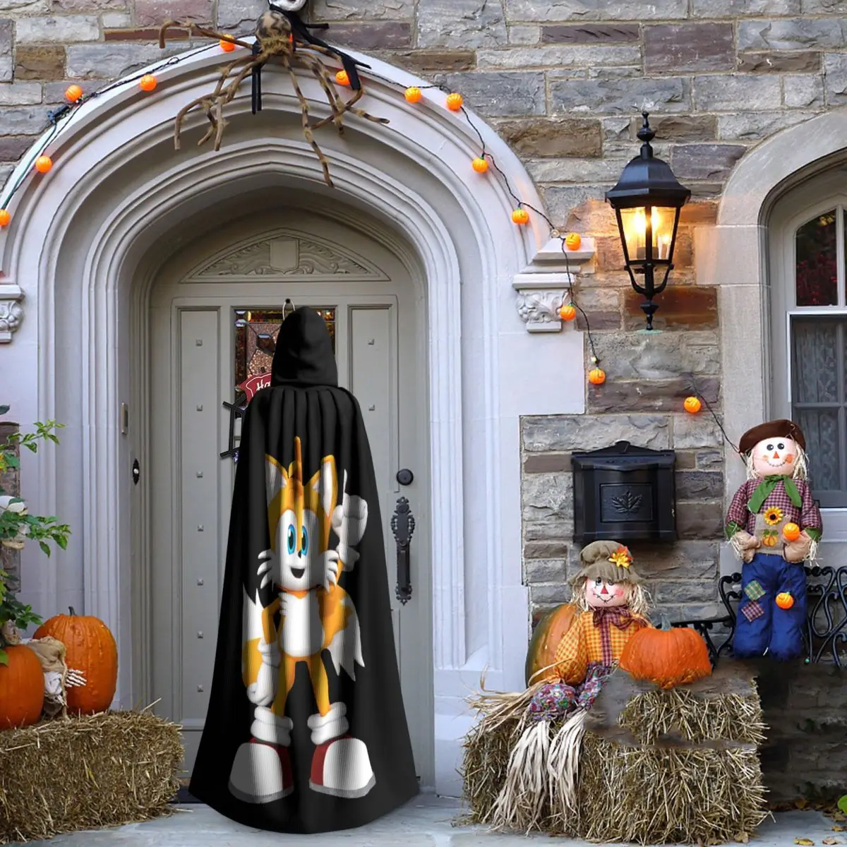 ذيول الثعلب سونيك القنفذ عباءة طويلة مقنعين الساحرة القرون الوسطى زي تأثيري كيب هالوين مصاص دماء الكبار للجنسين