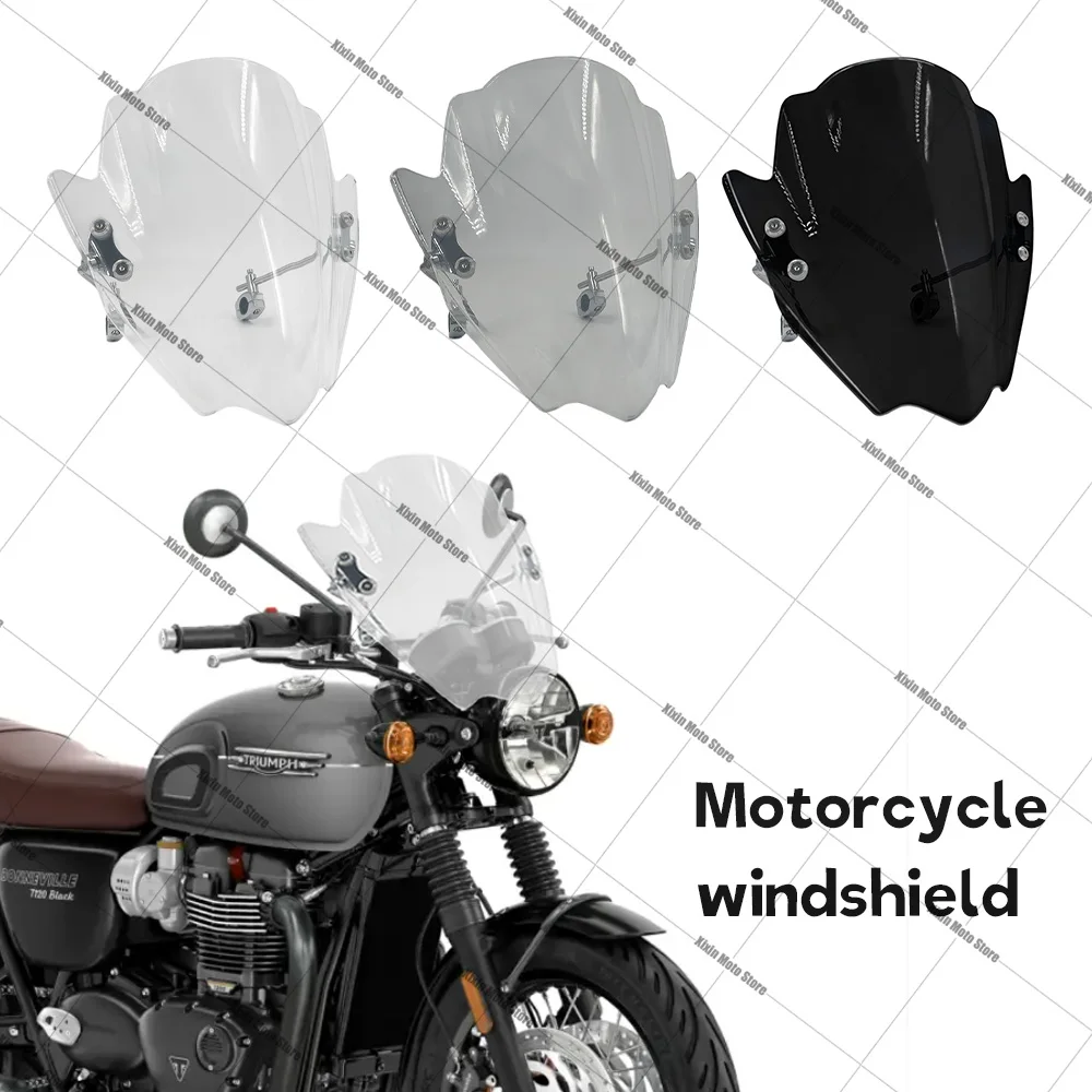 

FOR Triumph Bonneville T100 T120 Scrambler 900 new Adjustable Windshield Universal Motorcycle Windscreen Diametro 22.25.28MM