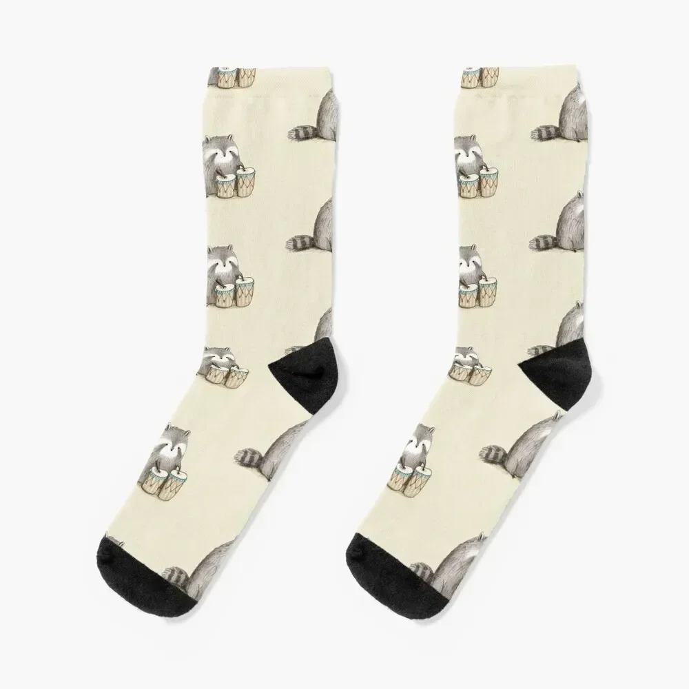 Raccoon on Bongos Calcetines regalo de Navidad anime Calcetines Hombre Mujer