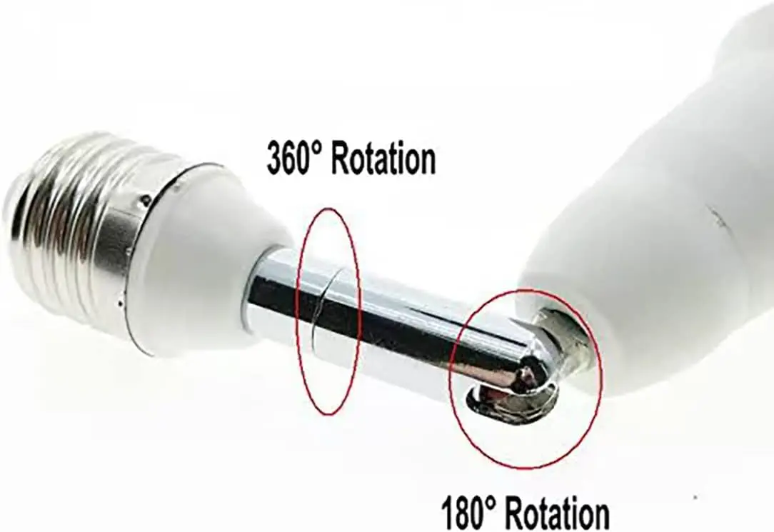 E26 E27 Light Socket Converter Extender 4.5Inch Universal Extension Adjustable Vertical 90°Horizontal 360°  Flame Retardant PBT