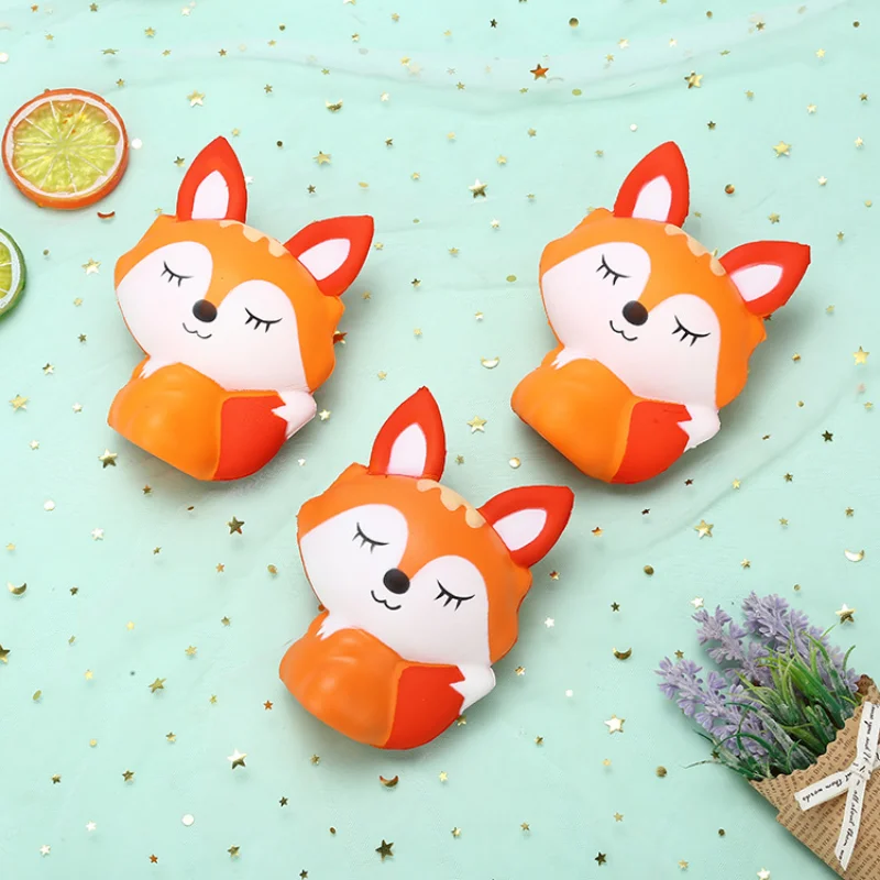 Squihy Slow Rebound Fox Cute Animal Stress Relief Toys Cure Office Stress Reliever Vent Fidget Toys for Kids Girl Gift