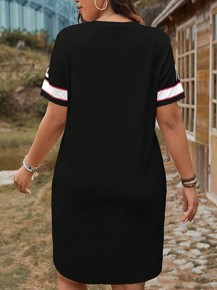 2025 صيف جديد المرأة الملكة رقم 07 الجرافيك مطبوعة قصيرة الأكمام تي شيرت فستان رياضي غير رسمي جيرسي Y2K فستان فضفاض المتضخم #6