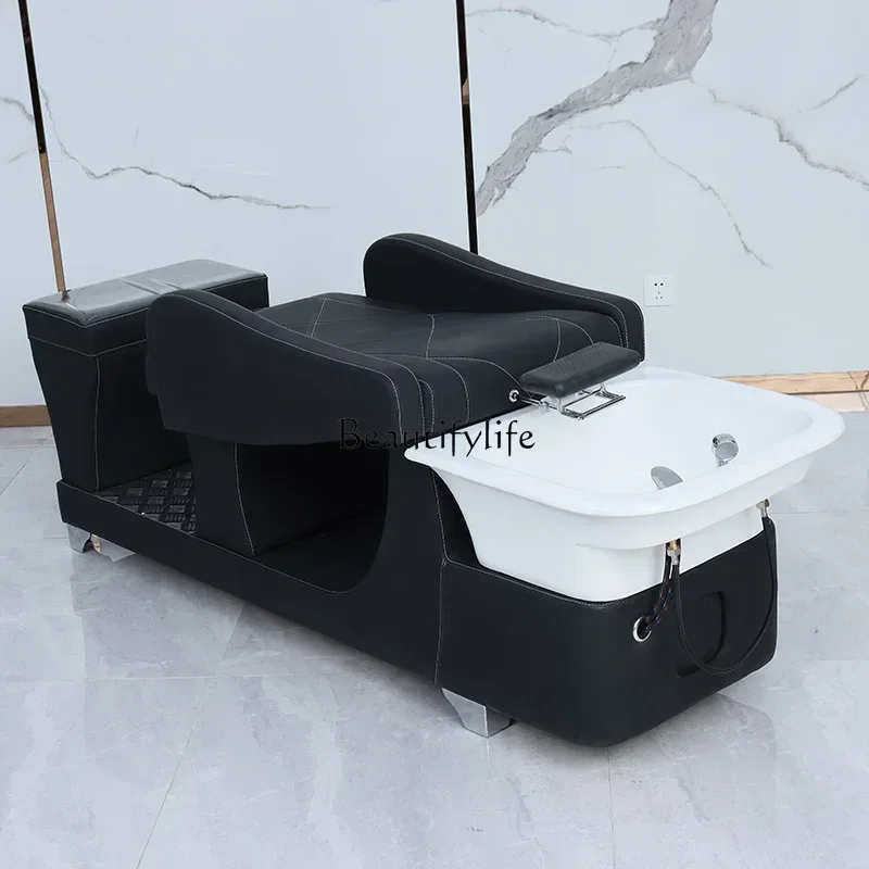 New Barber Shop Thai Style Ceramic Basin Lying Completely Salon Shampoo Bed Chinese Hair Salon Massage Couch