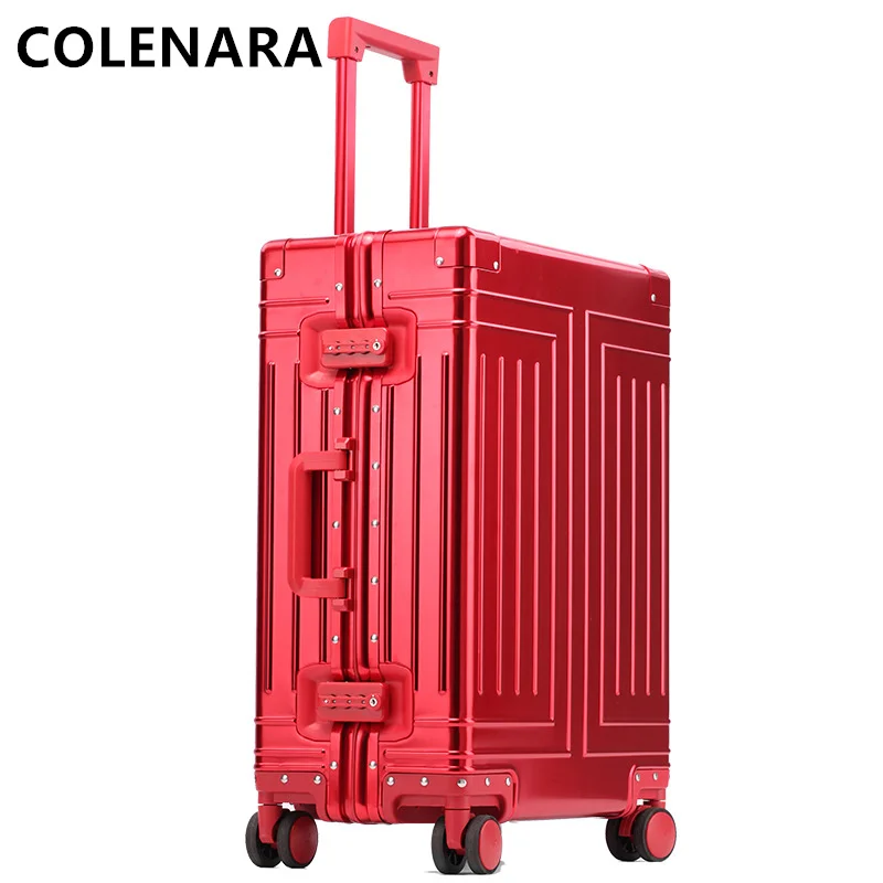 COLENARA 29 Inch New Luggage All Aluminum Magnesium Alloy Trolley Case 20" Men Boarding Box 24"26" with Wheels Rolling Suitcase