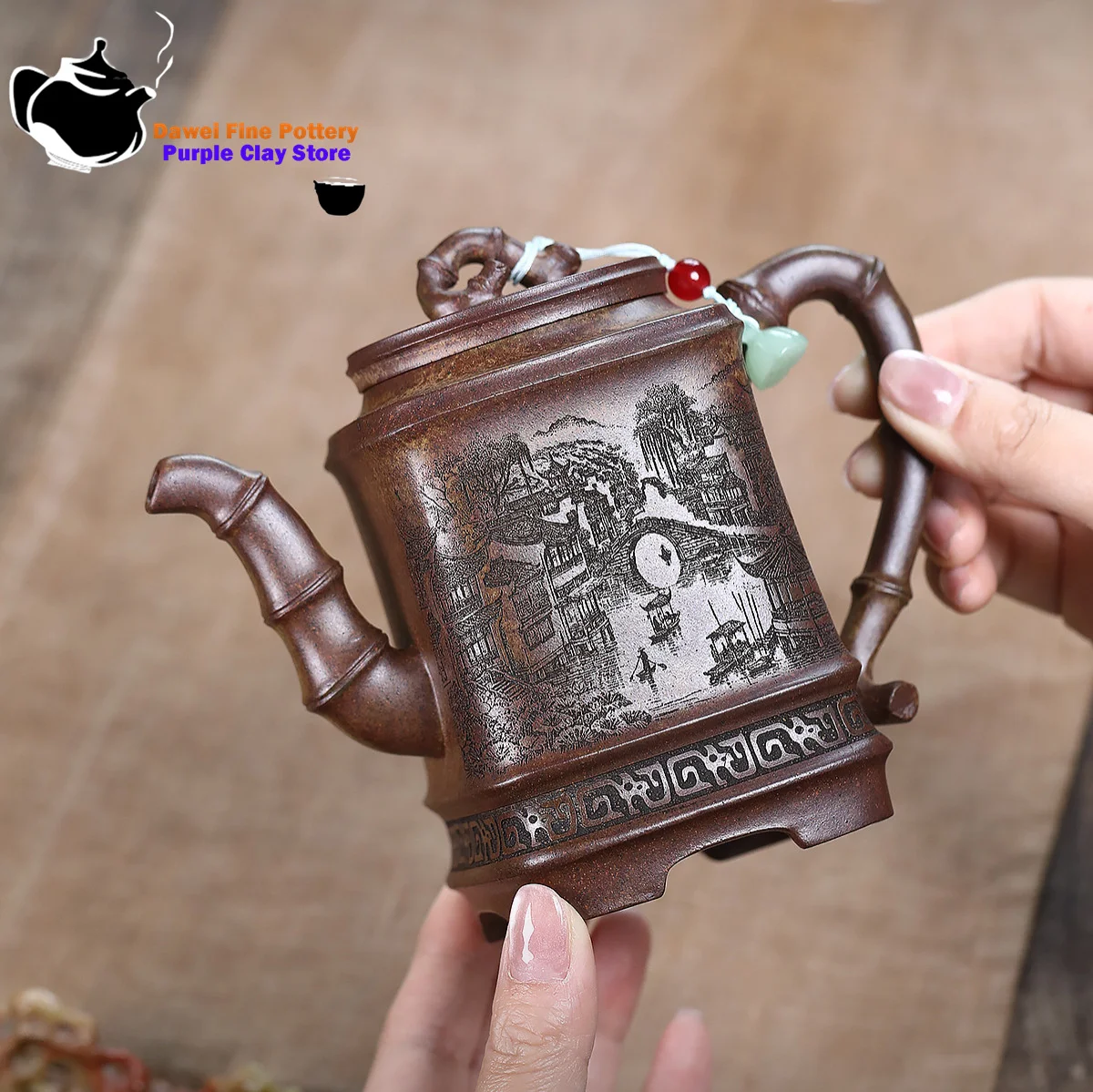 Yixing purple clay teapot raw ore, high-temperature wood burning section, mud bamboo section, Kung Fu tea set, Chinese teapot