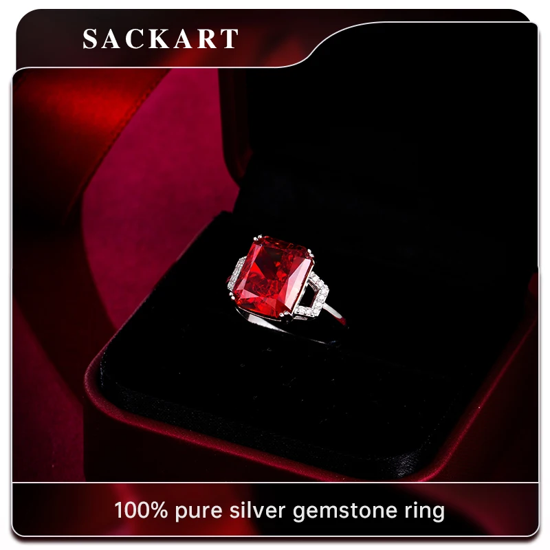 Sapphire Ring S925 Silver 100% Plated 18K Gold Luxury Wedding Jewelry Women Rings Natural Gemstones with Certificate