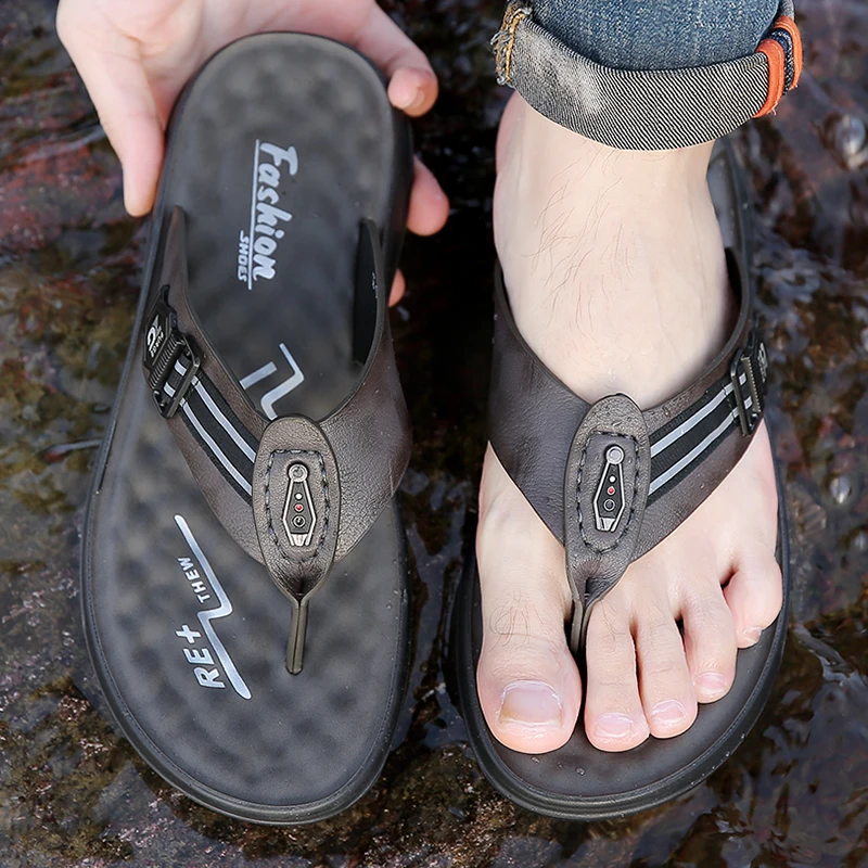 Men's Summer Fashion Comfortable Thong Slippers Soft Bottom Anti-Slip Trendy Beach Shoes-902 image 5