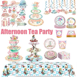 Afternoon Tea Party Disposable Tableware Sets Birthday Photo Shoot Props Cartoon Teapot Time Party Table Decor