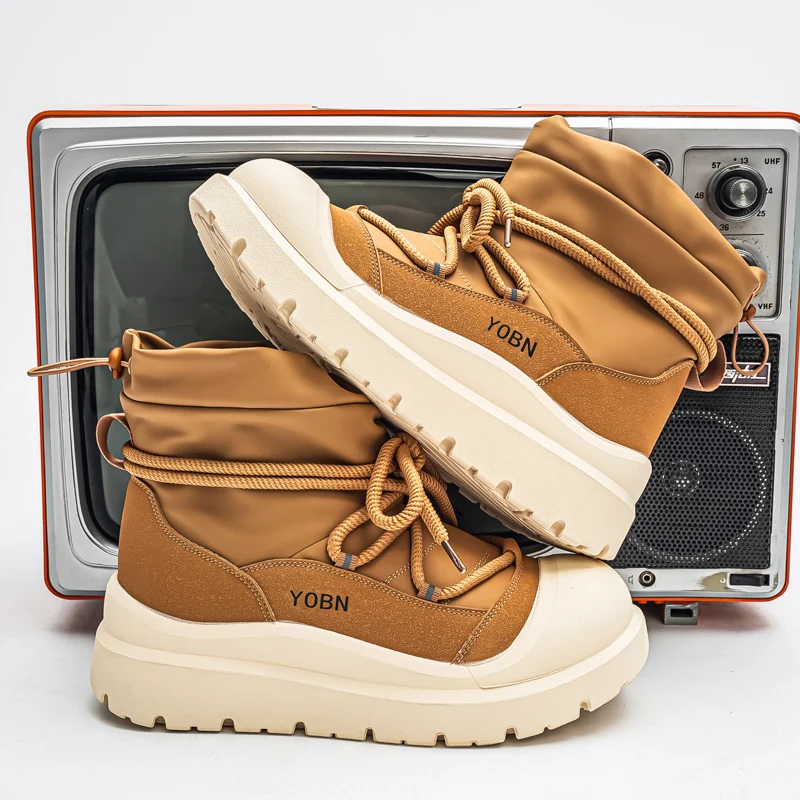 

Men's Warm Winter Boots Waterproof Non-Slip Plush Lined Sneaker Shoes Winter Slippers Comfortable Male Tenis Boots