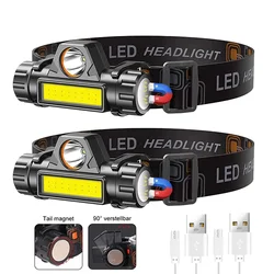 USB Rechargeable COB LED Headlamp Strong Magnetic Powerful Headlight Super Bright Waterproof Head Torch For Outdoor Fishing