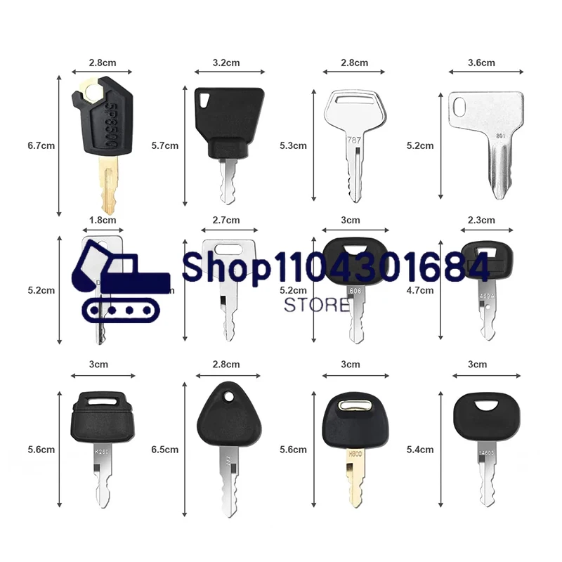 12 Keys Heavy Equipment Construction Ignition Key For Caterpillar Jcb Yanmar Kobelco For Volvo BOBCAT Hitachi Komatsu Excavator