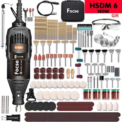 180W 전원 전기 미니 드릴 조각기 로터리 도구 연마 그라인더 가변 속도 드레 멜 조각 펜 (액세서리 포함)