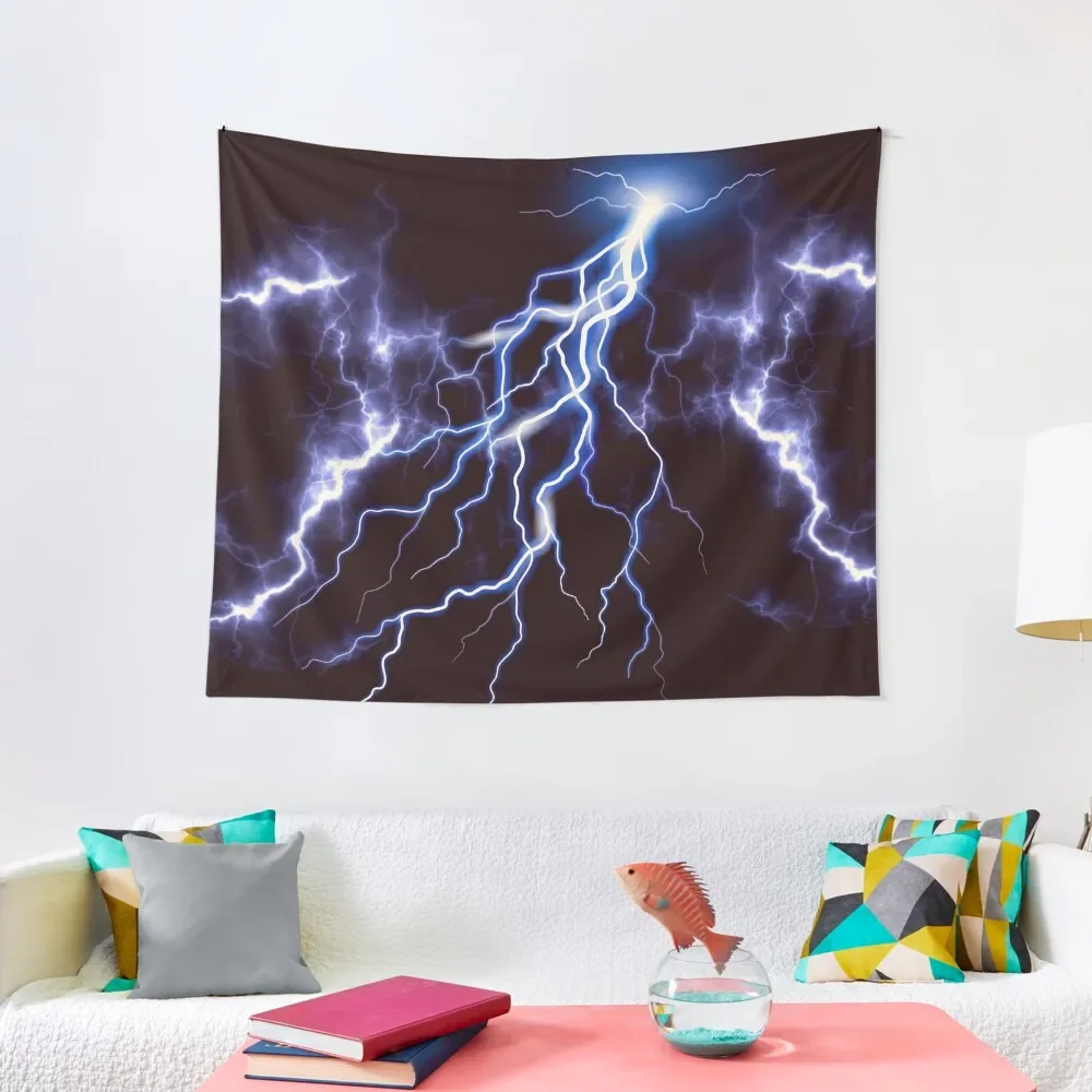 Blue Thunder Colorful Lightning graphic Tapestry Carpet Wall Wall Deco Decoration Wall Tapestry