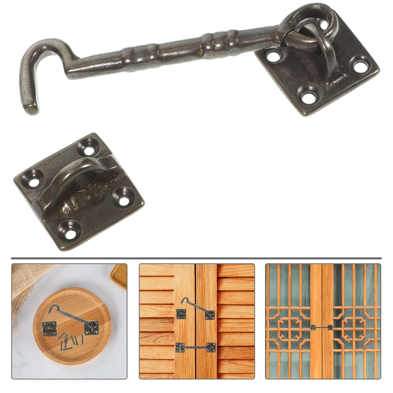 

1pc Pure Copper Windproof Hook For Windows Doors Chinese Style Retro Vintage Copper Hook Durable Sliding Window Support