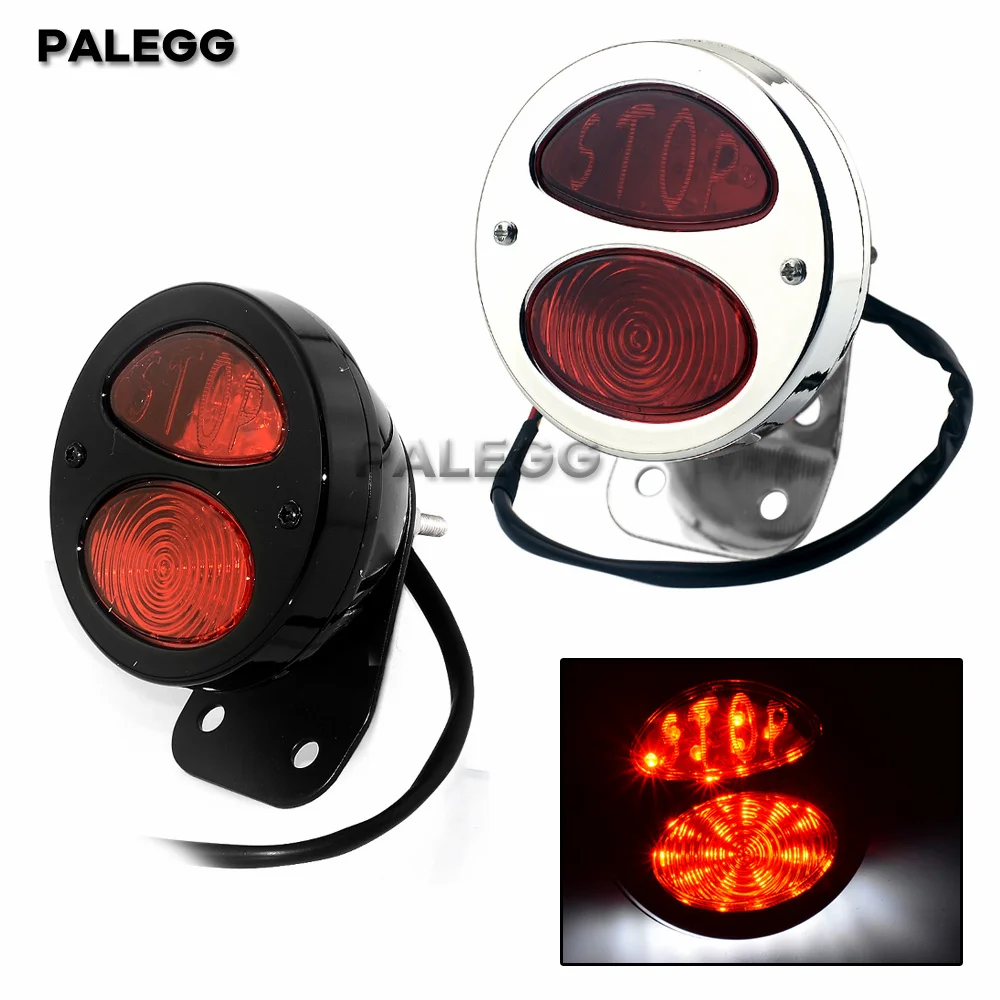 Universal LED Motorcycle Rear Light Running Brake Stop Lamp Aluminum Motorbike Indicator For Cafe Racer