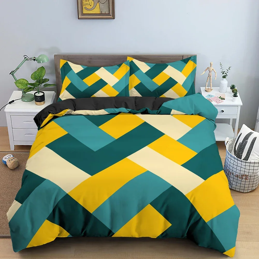 

Colorful Geometry Comfortable Duvet Quilt Cover Pillowcase Bedding Set Children Bedroom Decoration Home Textile