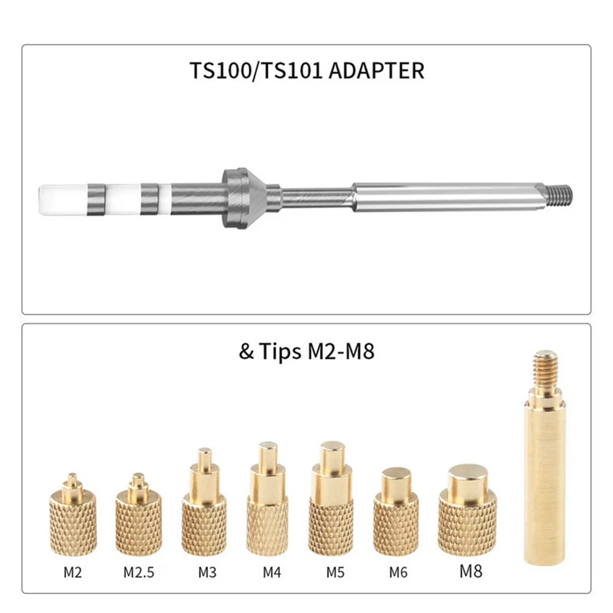 Warmte Set Inzetstuk Gereedschap M2-M8 Smeltende Messing Kartelmoer Ingebed Invoegpunt Pers Adapter 936 Ts100 Ts101 Soldeerbout