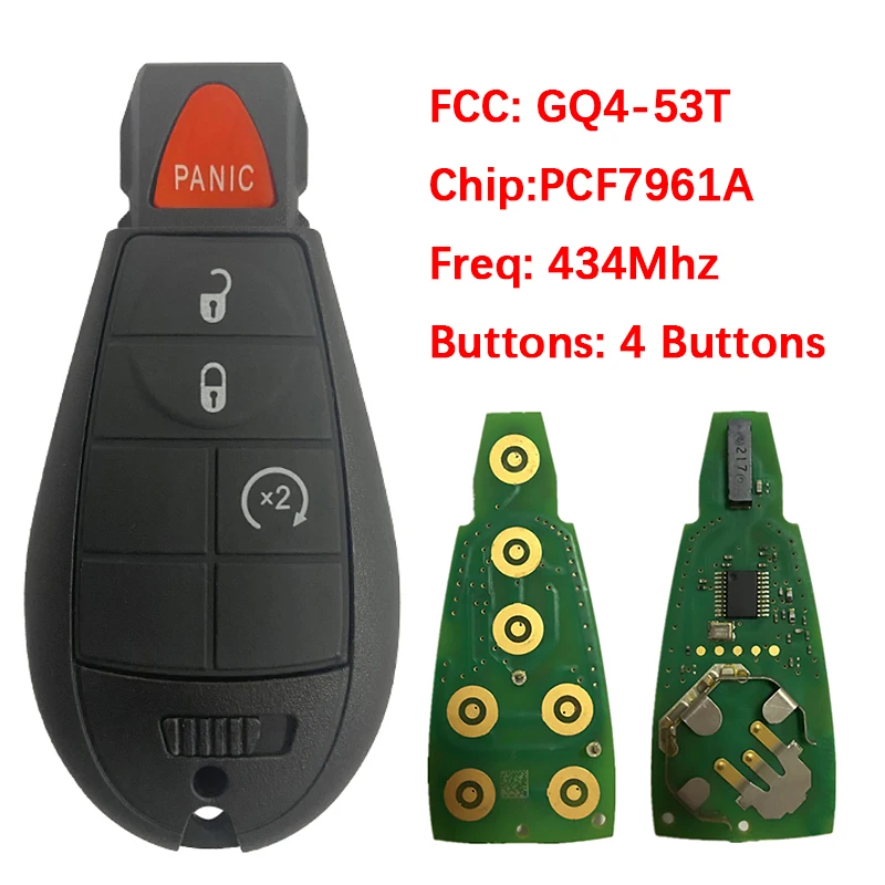 CN087010 Original llave inteligente de 4 botones FCC GQ4-53T ID46 Chip 433MHz sin llave Go para Dodge RAM 1500 2500 3500 4500 2013-2018