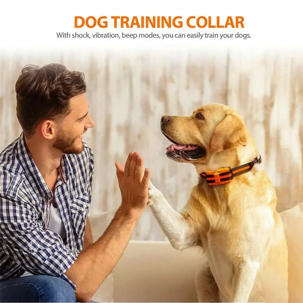 Dog Training Collar Electric Shock Vibration Sound Anti-Bark Remote Electronic Collars Waterproof Pet Supplies  red black blue