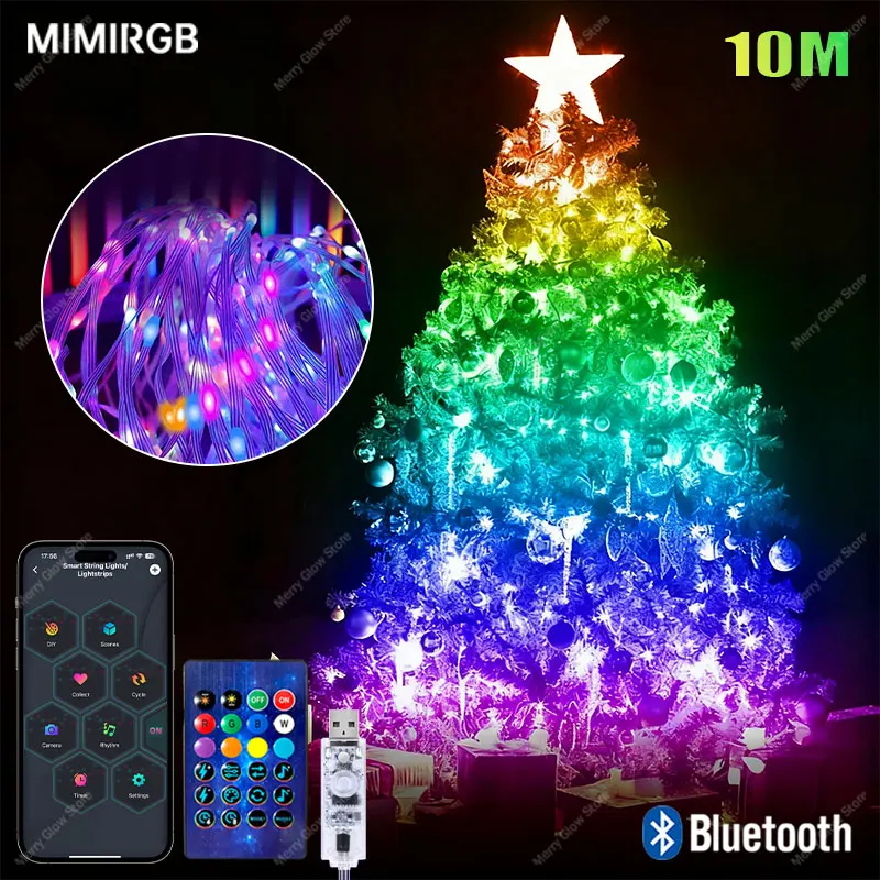 

USB RGB умные гирлянды водонепроницаемый Bluetooth приложение управление гирлянда украшение для рождественской вечеринки свадьба дома