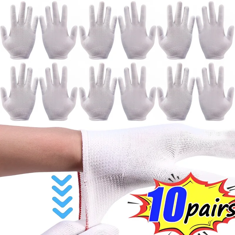 Non-slip Gloves Thin Nylon Work Gloves Cotton Thread Working Polyester Yarn Protection Gloves for Painter Industrial Warehouse