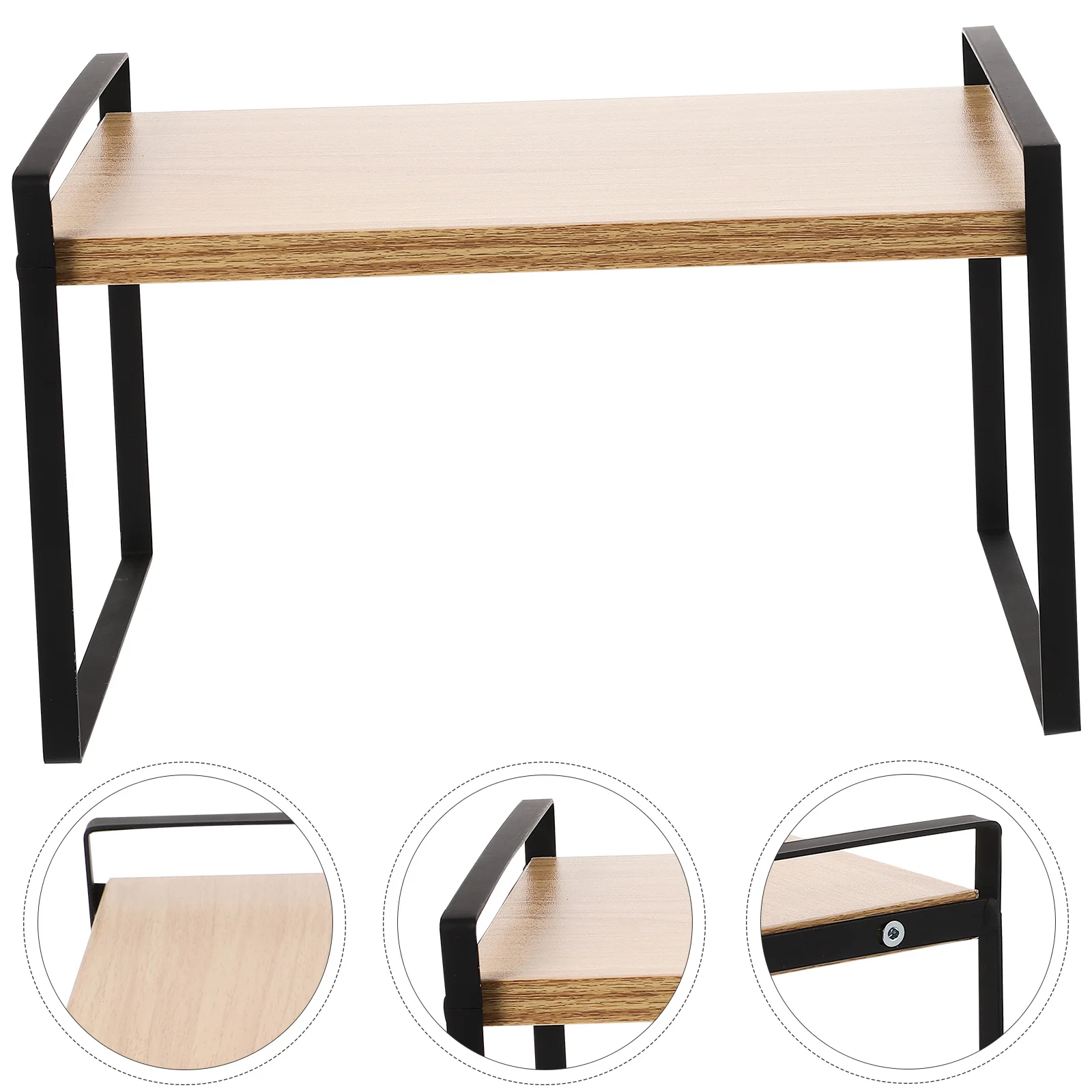 Iron Desk Organizer Storage Rack with Premium Wood and Metal Design for Office Home Study Room Desktop Bookshelf Stationery