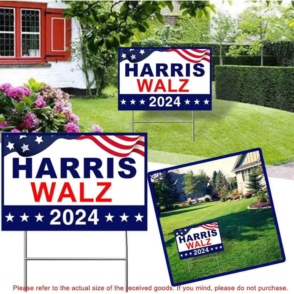 2024 Harris Walz Yard Signs Ground Plugs Election Banners Garden Flags Items Decorative Outdoor Ground Plugs G4D4