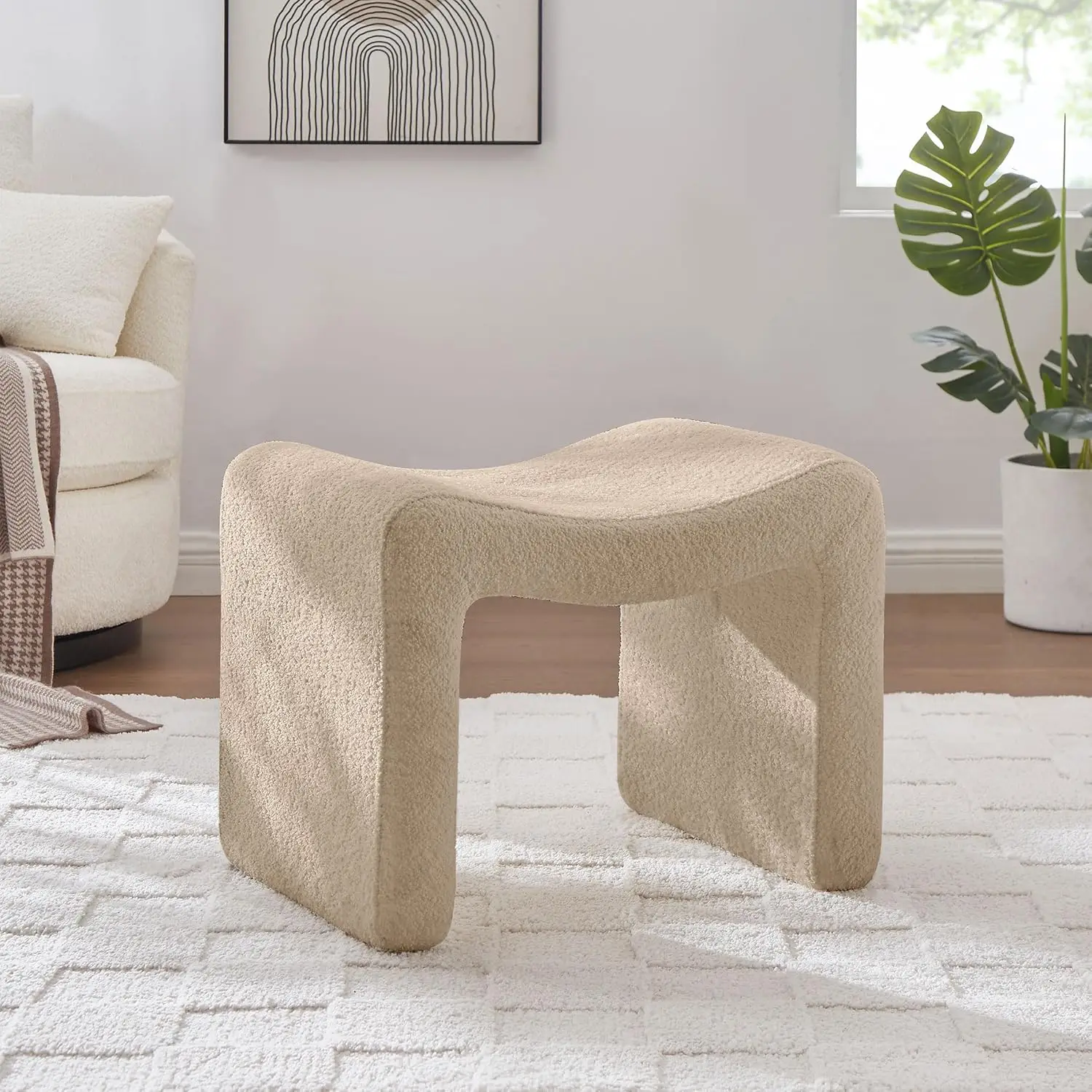 Small Footstool Ottoman, Multi-Functional Modern Foot Stool, Sofa Footrest Extra Seating for Living Room, Entryway