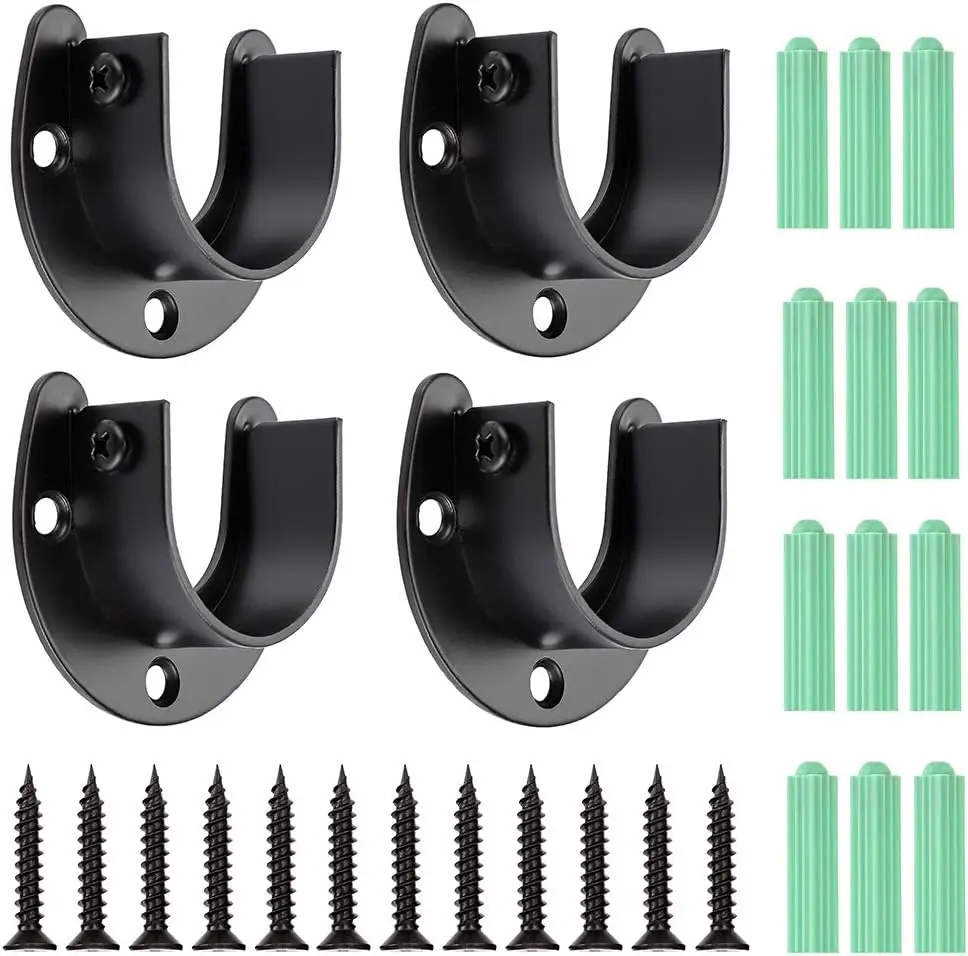 

4 Packs Closet Rod End Supports Brackets 1-1/2" Diameter U Shaped Stainless Steel Pole Sockets for Closet Wardrobe Shower