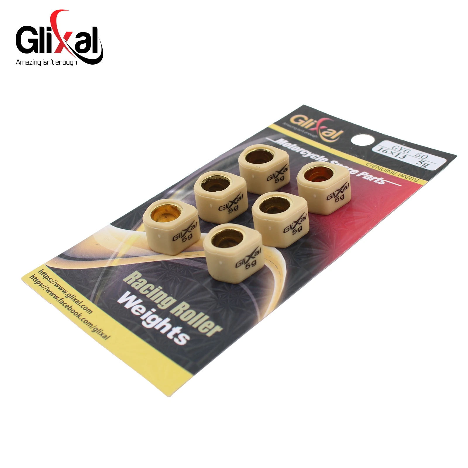 Glixal 16x13mm wysokowydajne wyścigowe rolki ślizgowe, suwaki wielokątne 139QMB GY6 49cc 50cc 80cc 100cc skuter