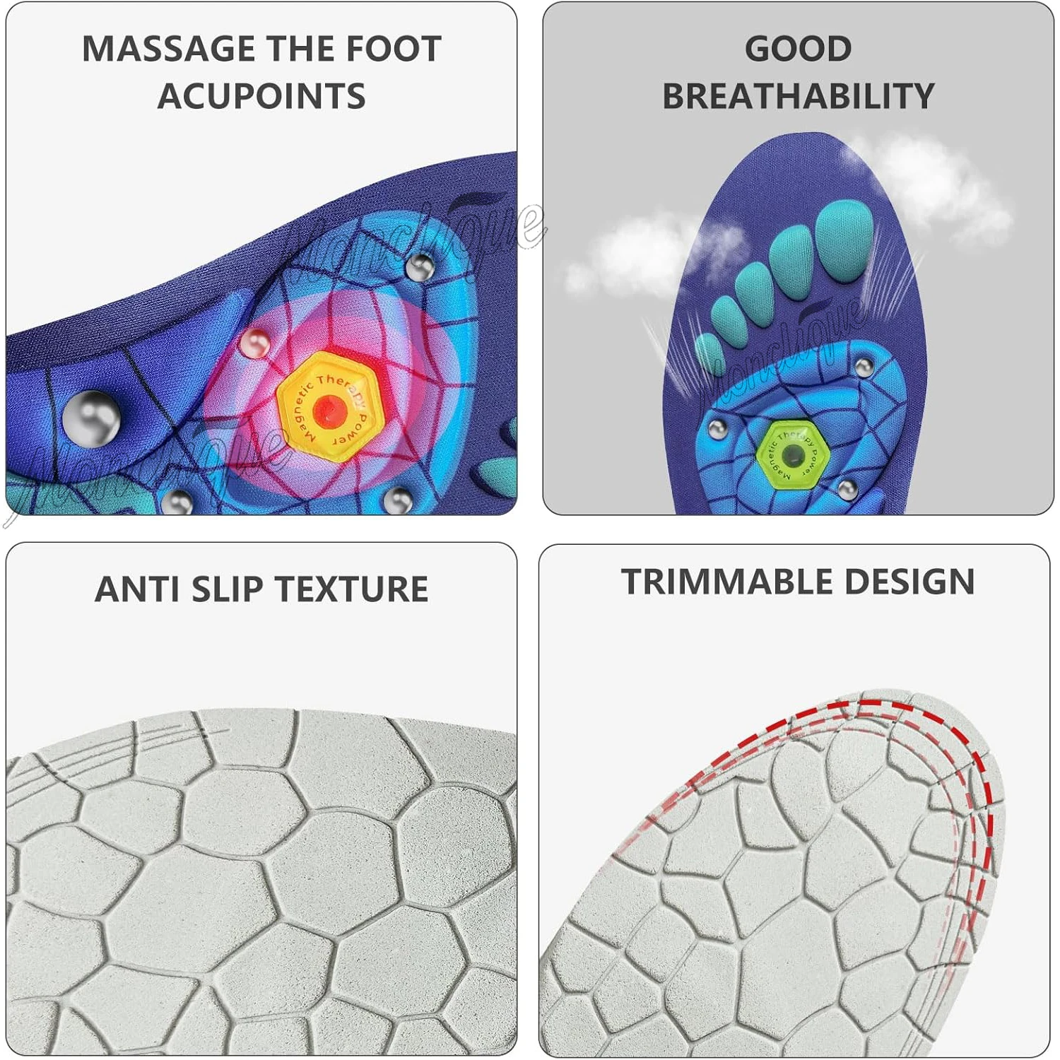 Medical Foot Magnetic Therapy Insoles Weight Loss Acupressure Insole Anti-fatigue Health Care Shoe Pads Sports Shock-absorbing 4